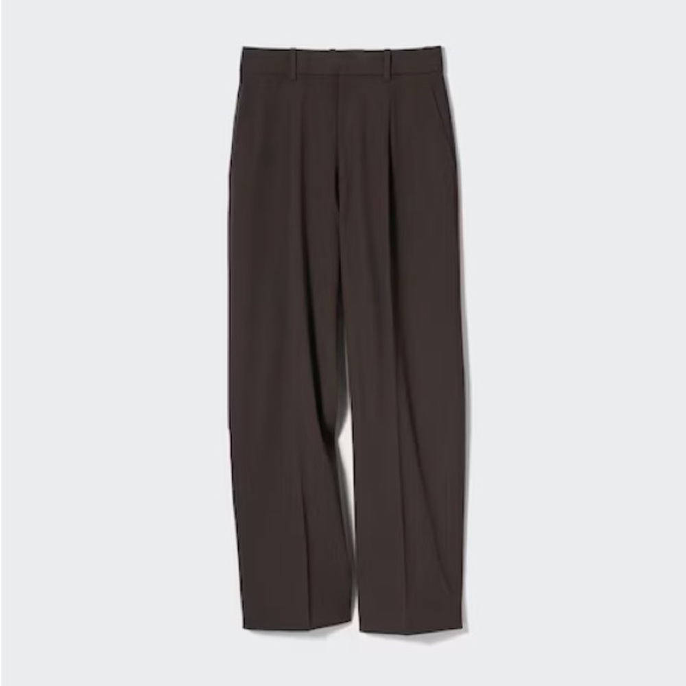 Uniqlo Women's Straight-Leg Trousers in Dark Brown